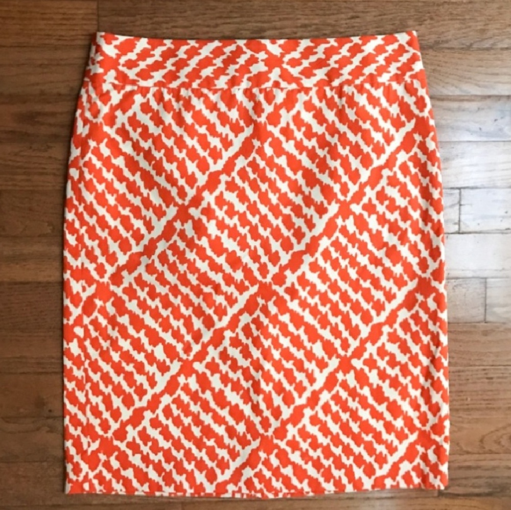 Orange Printed Size 4 J Crew Skirt